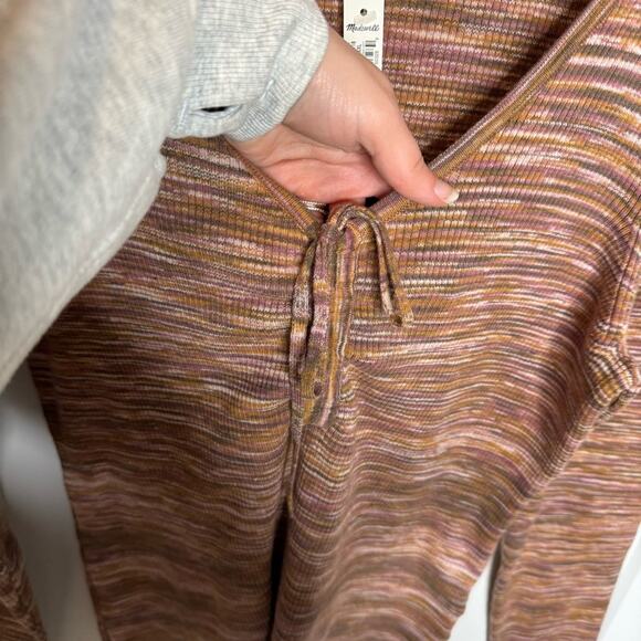 NWT Madewell Space Dye Mahogany V-Neck Cinched Sweater Knit Size XXL - Picture 2 of 7